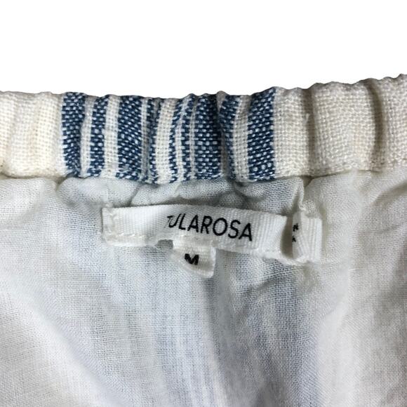 TULAROSA Blue White Striped Off Shoulder Linen Mini Dress Sara Size Medium - Picture 4 of 6